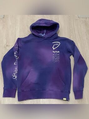 Twitch Hoodie Size Medium M Purple Tie Dye Cloud Dye Sleeve Doodles SF Streamer